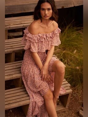 NWT Misa Ruffle Drop Waist Dress Size XS Giada High Low sold out $490 Revolve